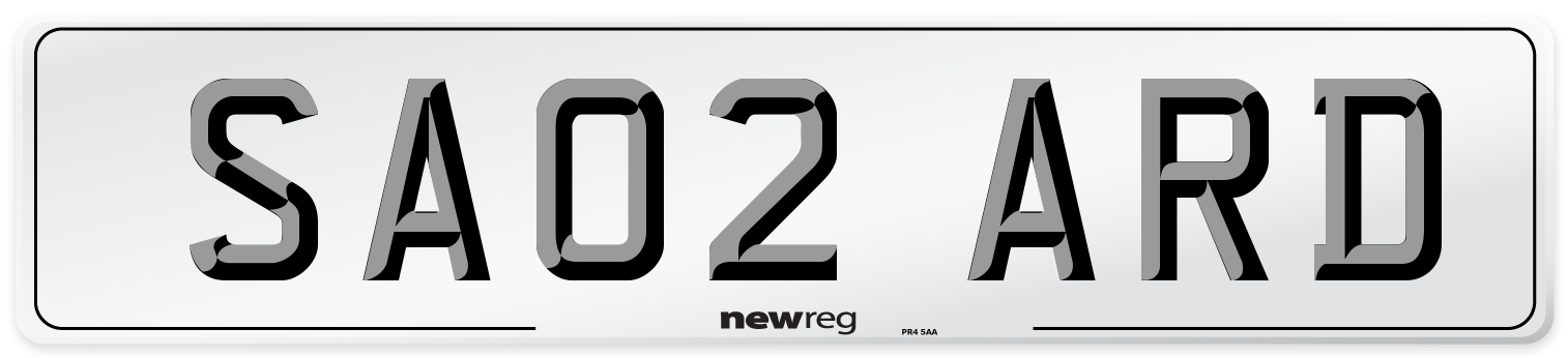 SA02 ARD Number Plate from New Reg